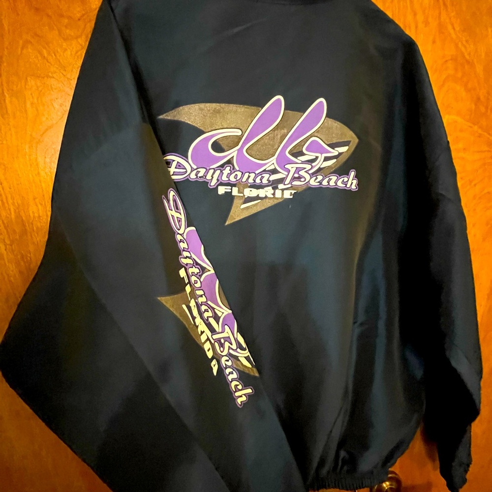 Vintage Daytona Beach navy blue windbreaker.